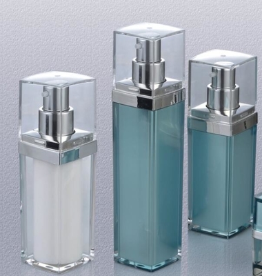 empty  30ml 50ml square cosmetic airless pump bottle components