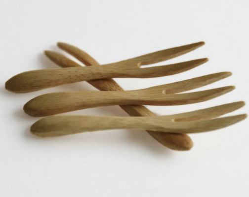 Environmentally eco friendly  bamboo fork with two teeth