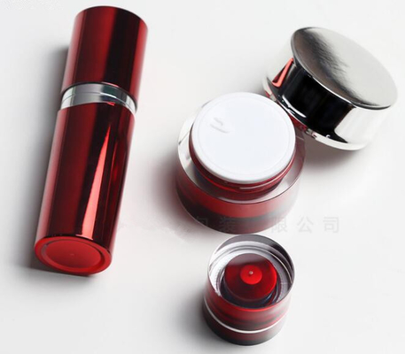 Luxury  red electroplate color personal skin care cosmetic airless bottle jar for eye cream