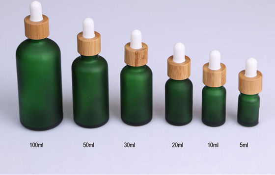 Косметическая бутылка-капельница из матового зеленого стекла 5 мл 10 мл 15 мл 20 мл 30 мл 50 мл 100 мл косметическая бамбуковая упаковка насоса